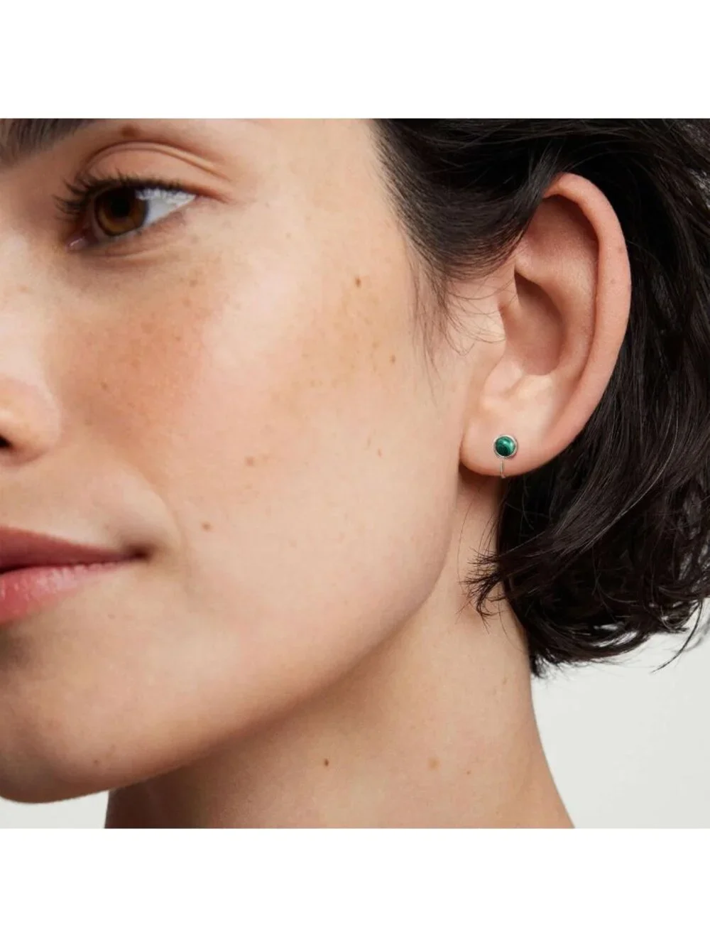 Dainty Sterling Silver Half Hoop Earrings with Opal, Moonstone & CZ - Elegant